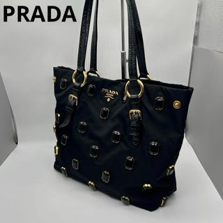 Prada bijou leather gold metal fittings test tote bag black good condition