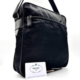 Prada shoulder bag Pocono triangle logo nylon saffiano leather