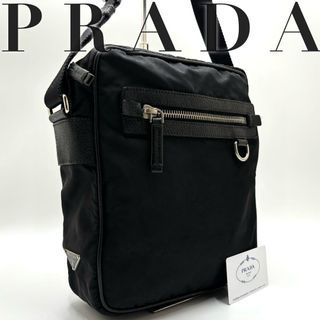 Prada shoulder bag sling bag triangle plate nylon black