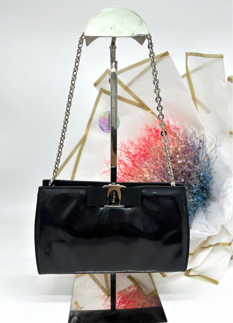 Ferragamo black clutch clearance