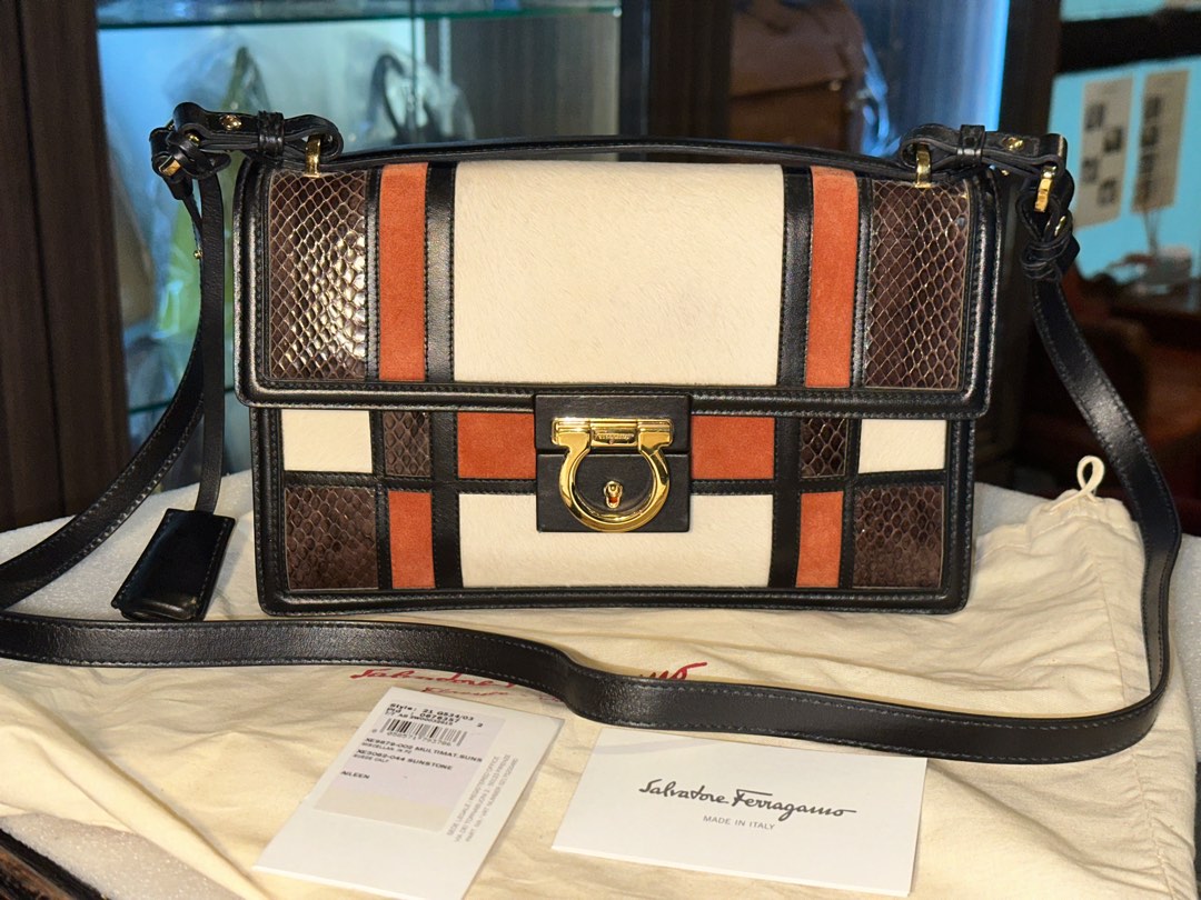 SALVATORE FERRAGAMO Pony Hair Snake Patchwork AILEEN Shoulde Crossbody r Bag Luxury Bags Wallets on Carousell