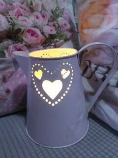 Shabby chic can storage pitcher candle holder