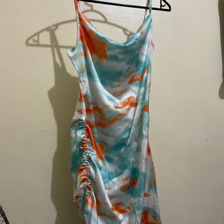 Shein Tie Dye Beach Satin Dress