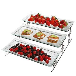 Stainless glass 3tier food tray