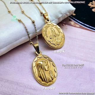 Stainless Steel Our Lady of Fatima (front&back) Necklace