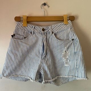 Stripes denim shorts