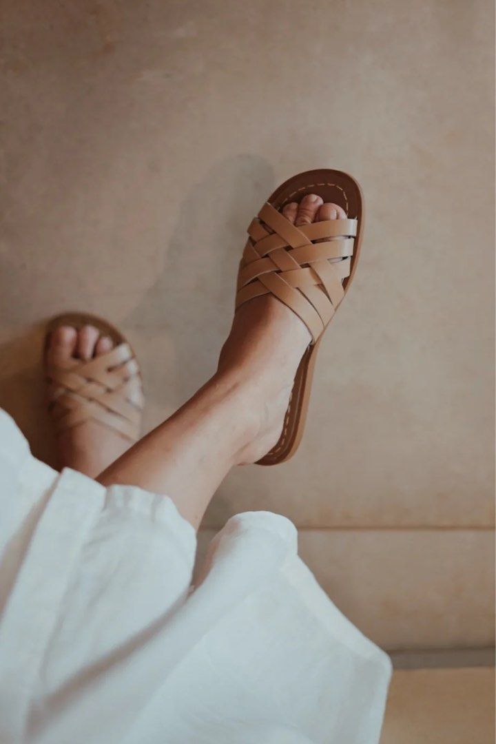 Sun San Salt Water Sandals Retro Slides Tan UK 6 AGW A greener wood