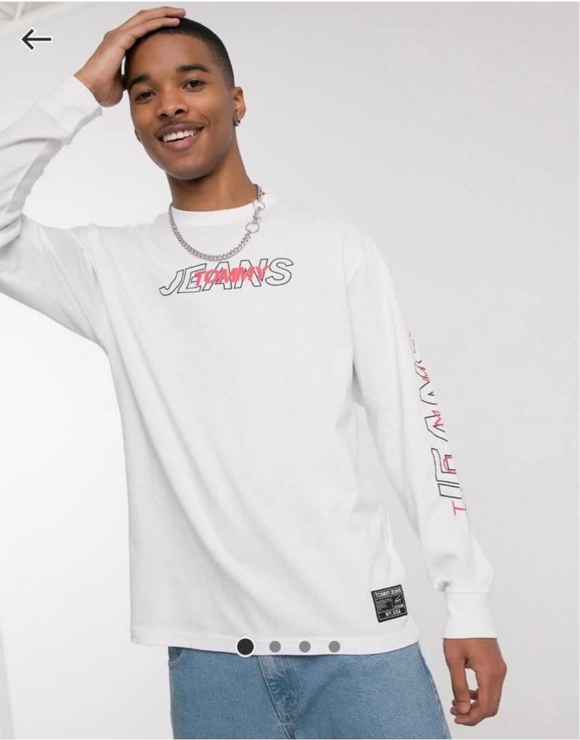 Tommy Jeans White Long Sleeve Tshirt Men s Size S