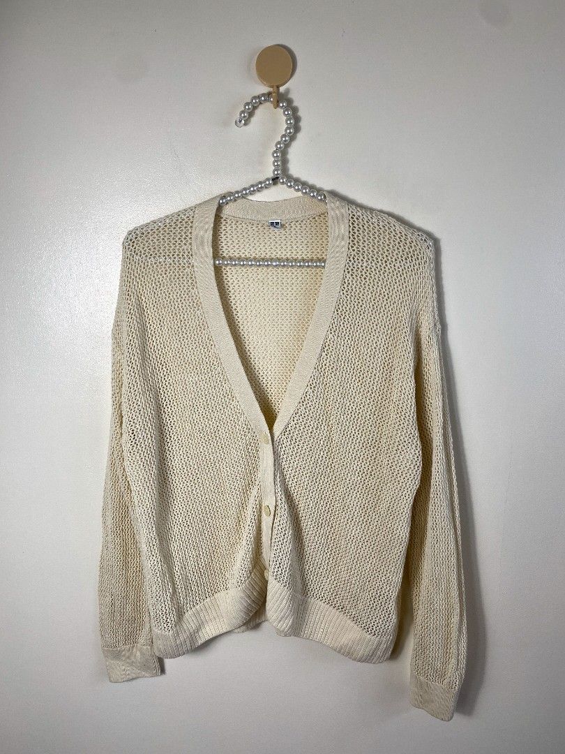 Uniqlo Mesh Short Cardigan (Category: Others Tops) located in Hermosa. Submitted by adeladeguzman19 (Listing ID 1303793151, Image 2). Description: excellent size xl on tag.