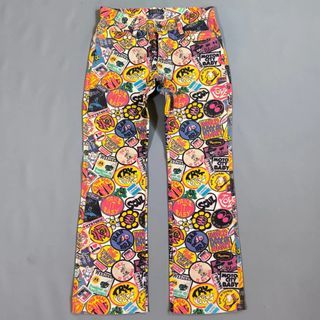 Vintage 90's Hysteric glamour full print boot cut jeans