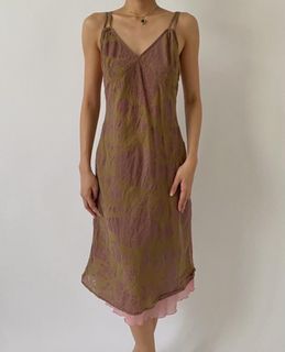 Vintage Brown Bias Patterned Dress