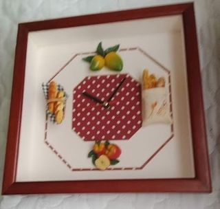 Wall Clock with Embossed Fruit Art Design