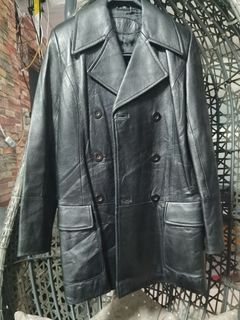 Women's long blazer leather jacket medium