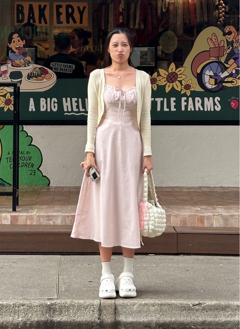 Pink dress and cardigan deals