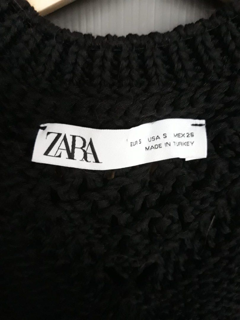 zara black crochet top
