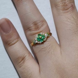 18k Japan Gold Colombian Emerald And Diamond Ring