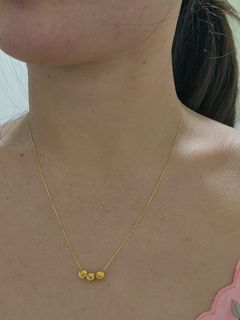 18k Saudi Gold Triple Cateye Foxtail Necklace 18"