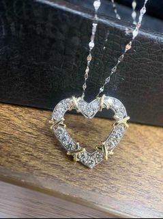 1ct diamond two tone heart promise necklace