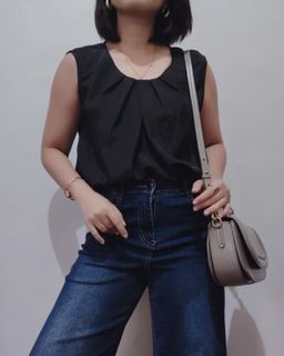 2 FOR 500 - BLACK SLEEVELESS CLASSIC OFFICE BLOUSE XL 032403