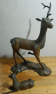 2 Vintage Brass Deer