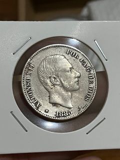50c 1885 Spanish Era Silver Coin