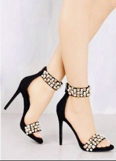 5inches black embellished high heels