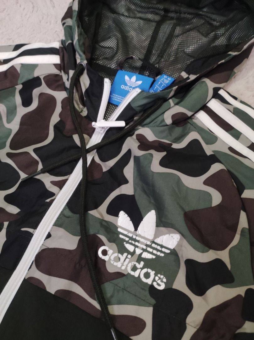 ADIDAS CAMO WINDBREAKER SMALL ON TAG Men s Fashion Coats Jackets and Outerwear on Carousell