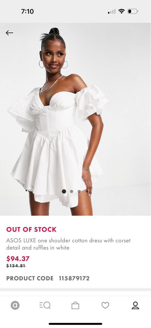 ASOS LUXE One Shoulder Cotton Dress with Corset Details and Ruffles in White Women s Fashion Dresses Sets Dresses on Carousell