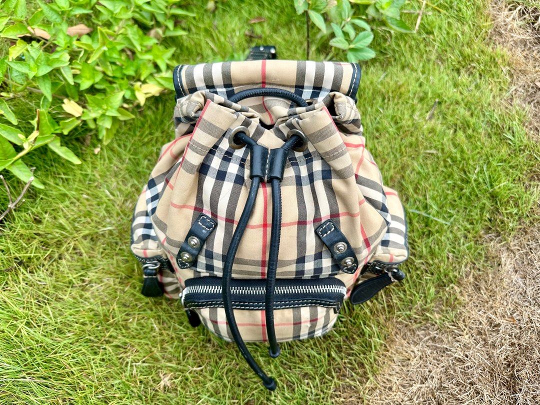 fake burberry mini backpack Vintage Rainbow Check Small Rucksack Antique Yellow 775723 FASHIONPHILE Backpacks Ankle boot in black smooth leather with adjustable bandana and chain Burberry Women's Enfield Check Canvas