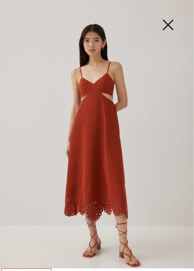 slim fit dress slacks BCBG MAXAZRIA Long Sleeve Fit and Flare Maxi Dress with Cut Outs main image 0