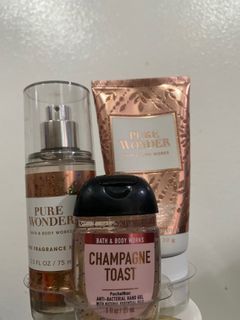 Bath and Body Works Gift Set Pure Wonder Mist and Lotion Champagne Toast Hand Gel