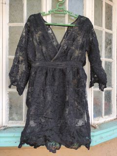 Black Lace Cover Up Dress Medium