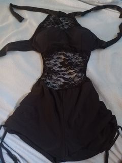 Black sexy one piece swimwear