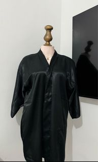 Black Silk Satin Elegant Night Robe
