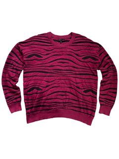 BLACK/PINK Tiger Print Cashmere Knit Sweater Longsleeves