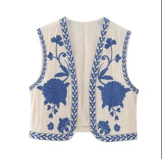 Blue floral vest