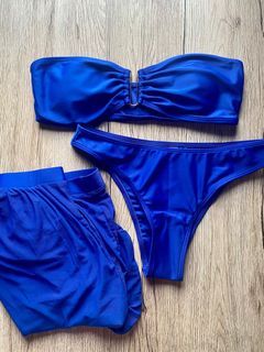 BLUE TUBE SWIMSUIT WITH PANTS COVER UP