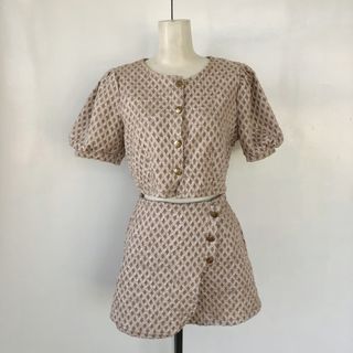 BRAND NEW NUDE WAFFLE TOP & SHORTS SUMMER COORDS SET