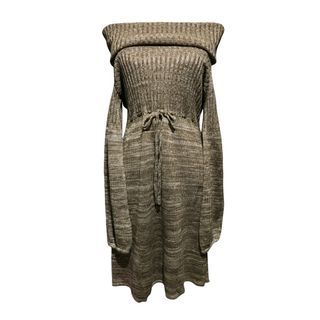Calvin Klein Desert Taupe Longsleeves Knitted Dress  |  vintage retro y2k autumn Vivienne Tam