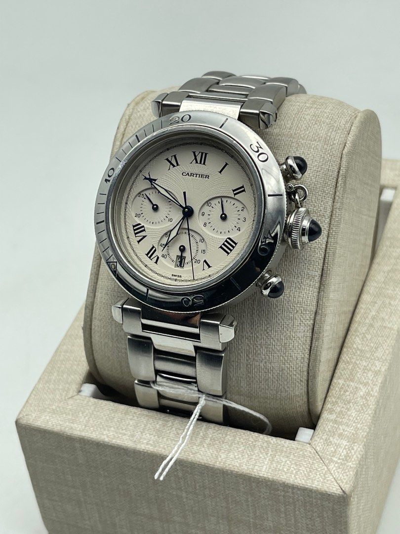Cartier Pasha Chronograph 1050 Silver Dial Steel Luxury Watches on Carousell