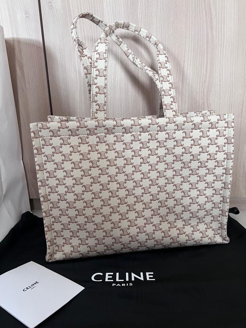Celine LARGE CABAS THAIS IN TEXTILE WITH TRIOMPHE CANVAS PRINT AND CALFSKIN