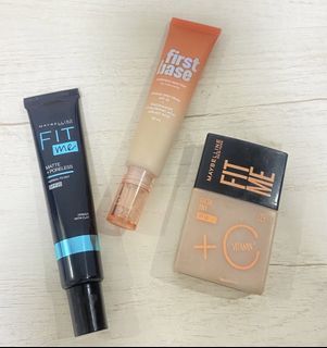 colourette first base skin tint in CALATAGAN with free maybelline fit me primer and skin tint in 05