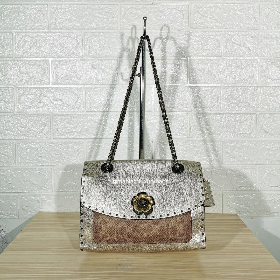 Convertible Shoulder COACH *Parker Signature Rivets and Snakeskin