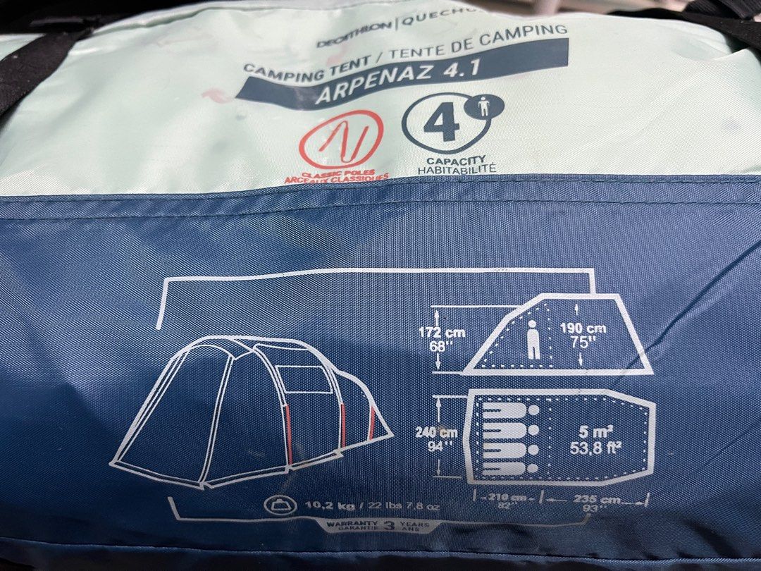 Decathlon Aprenaz 4.1 Tent, Sports Equipment, Hiking & Camping on Carousell