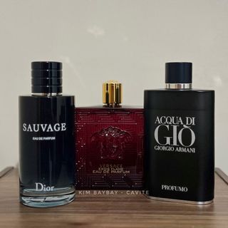 Dior Sauvage EDP, Versace Eros Flame, Giorgio Armani ADG Profumo decant