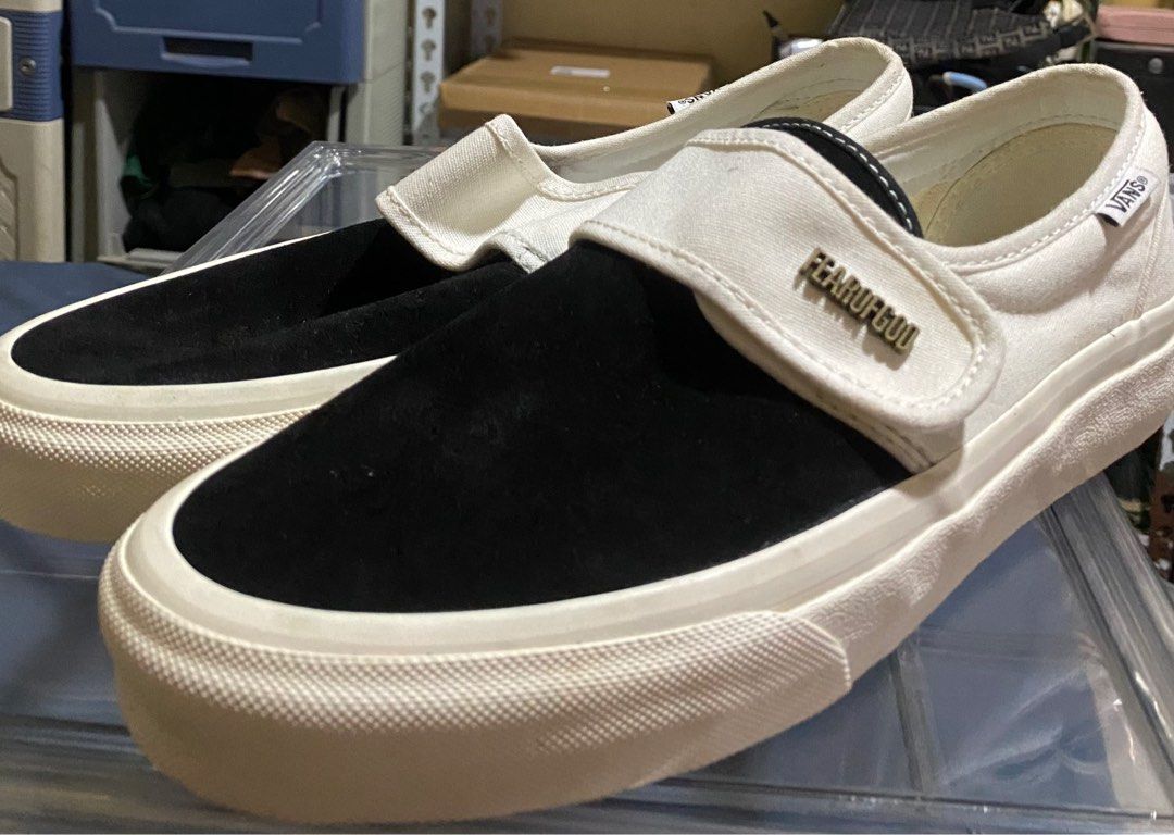 Fear of god slip on vans on feet cheap