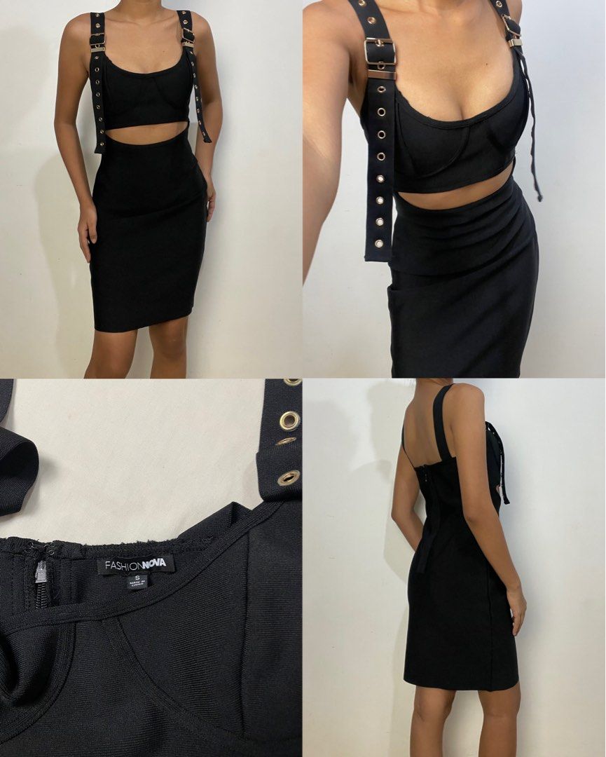 Fashion nova black cut out dress top