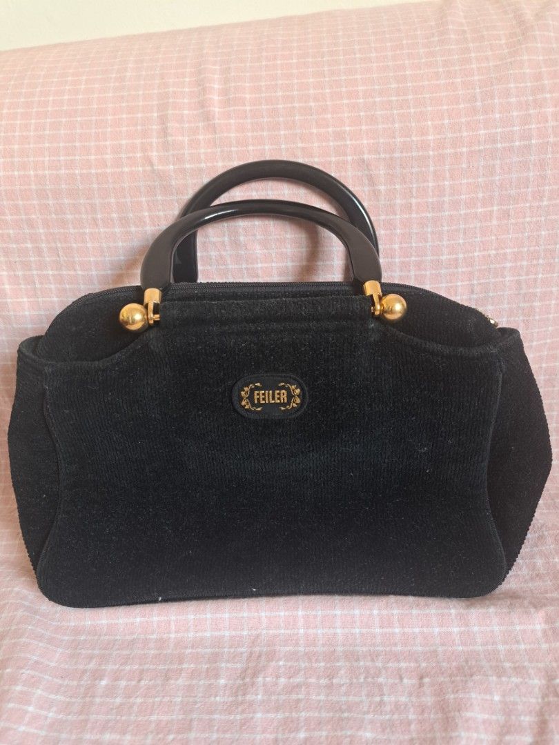 FEILER Germany Tapestry Hand bag (Category: Cross-body Bags) located in Kawit. Submitted by blessedbiz (Listing ID 1303966464, Image 2). Description: Original Feiler Germany Chenile Tapestry top handle bag. Size: H8in x L11in x W4.5in Clean inside and out Still in perfect useable good condition. Hardware 80-90% gold, Acrylic handle in good. No holes nor tear-offs..