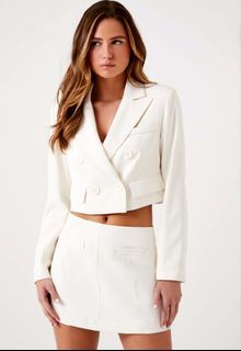 Forever 21 double breasted cropped blazer & A-line skirt