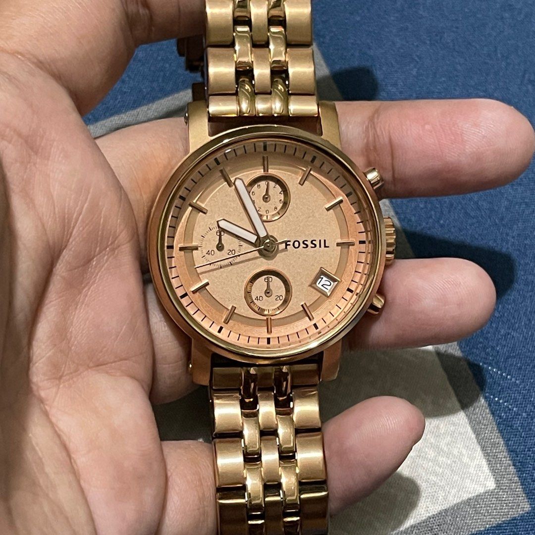 Gold Tone Fossil Es3380 Fossil 18mm Rose Gold Strap Fossil Straps